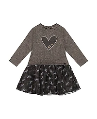 Deux par Girls' Bi-Material Dress with Mesh Skirt - Little Kid