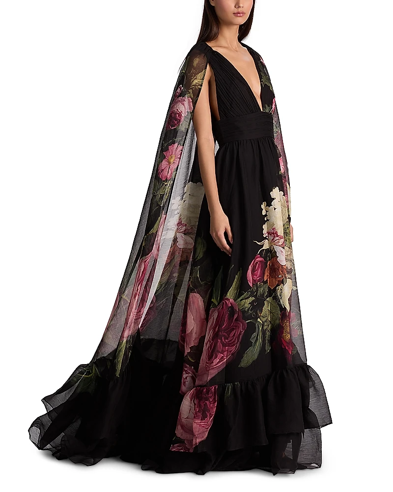 Alice and Olivia Roya Cape Gown