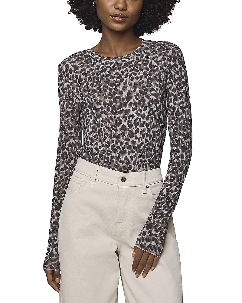 Splendid Leopard Print Long Sleeve Tee