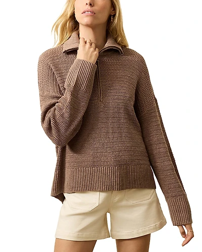 Faherty Miramar Linen Blend Quarter Zip Sweater