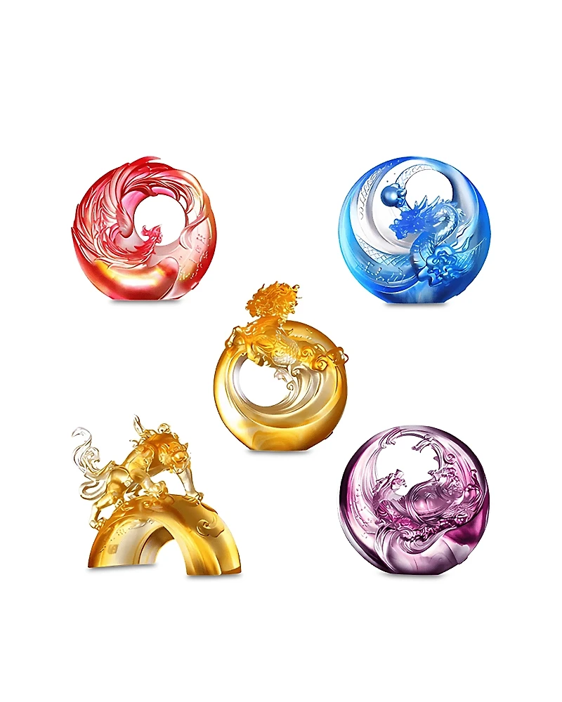 Liuli The Heart Points To The Future Crystal Sculptures, Set of 5