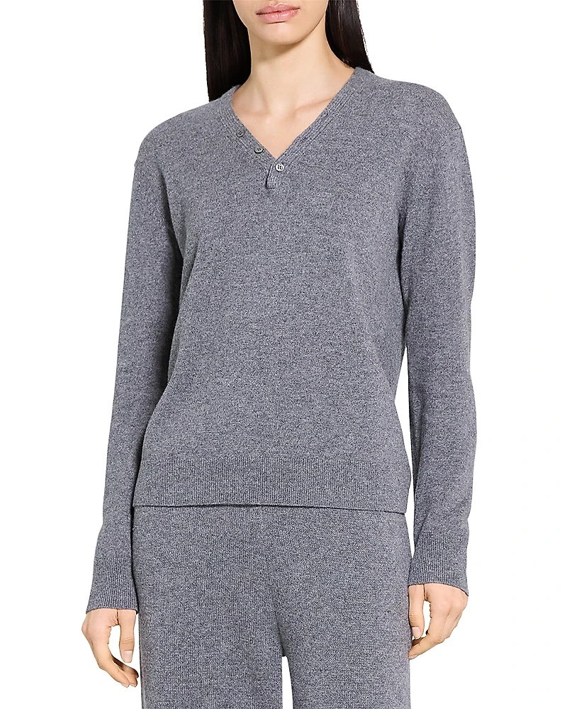 Theory Button Neck Cashmere Sweater