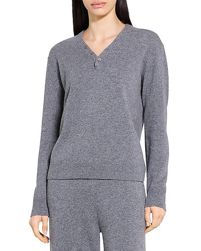 Theory Button Neck Cashmere Sweater
