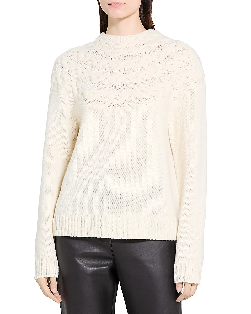 Theory Cable Yoke Wool Cashmere Sweater