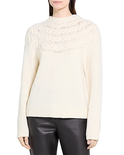 Theory Cable Yoke Wool Cashmere Sweater