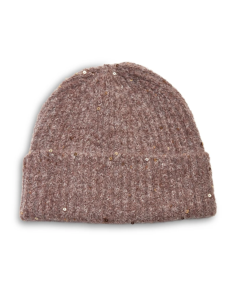 Jocelyn Sequined Rib Knit Cuffed Hat