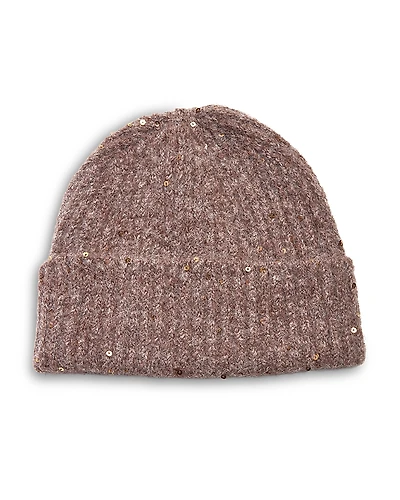 Jocelyn Sequined Rib Knit Cuffed Hat