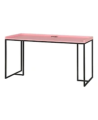 Furniture of America Hinsdale Metal Base Computer Desk with USBs and Outlet