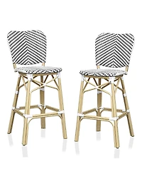 Furniture of America Colfer Aluminum and Pe Wicker Patio Bar Chairs, Set 2