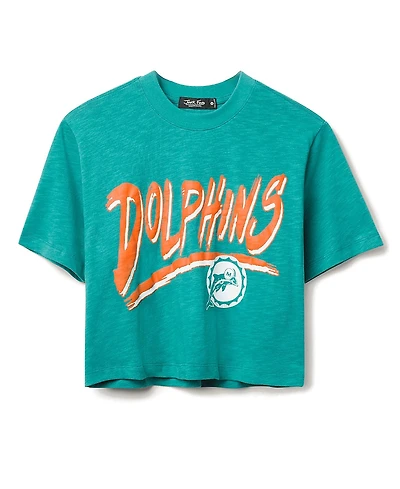Junk Food Clothing Women's Nfl Miami Dolphins Thrill Mock Neck Crop Tee