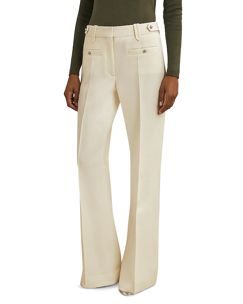 Reiss Athena Wool Stud Trim Flare Leg Pants