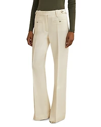Reiss Athena Wool Stud Trim Flare Leg Pants