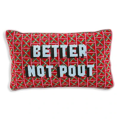 Furbish Studio Better Not Pout Needlepoint Pillow