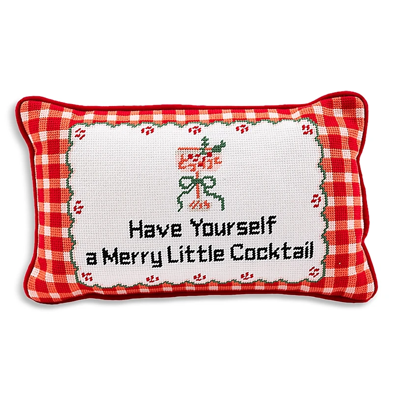 Furbish Studio Merry Little Cocktail Needlepoint Pillow