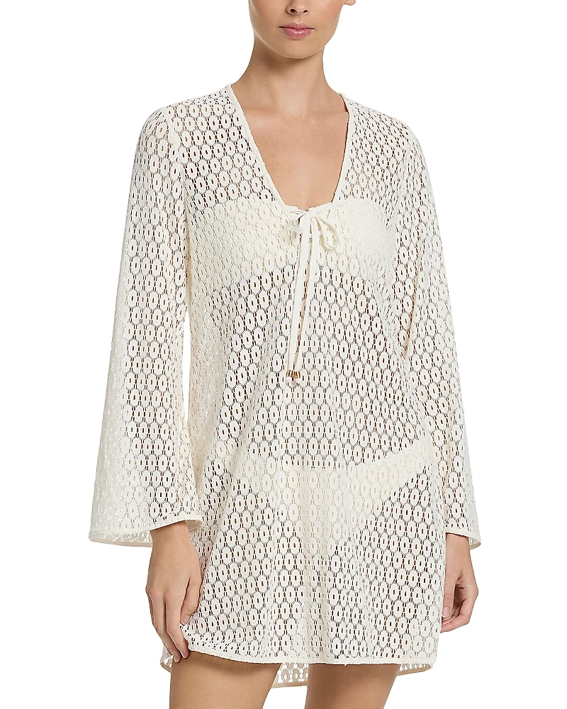 Jets Stretch Lace Kaftan Cover-Up