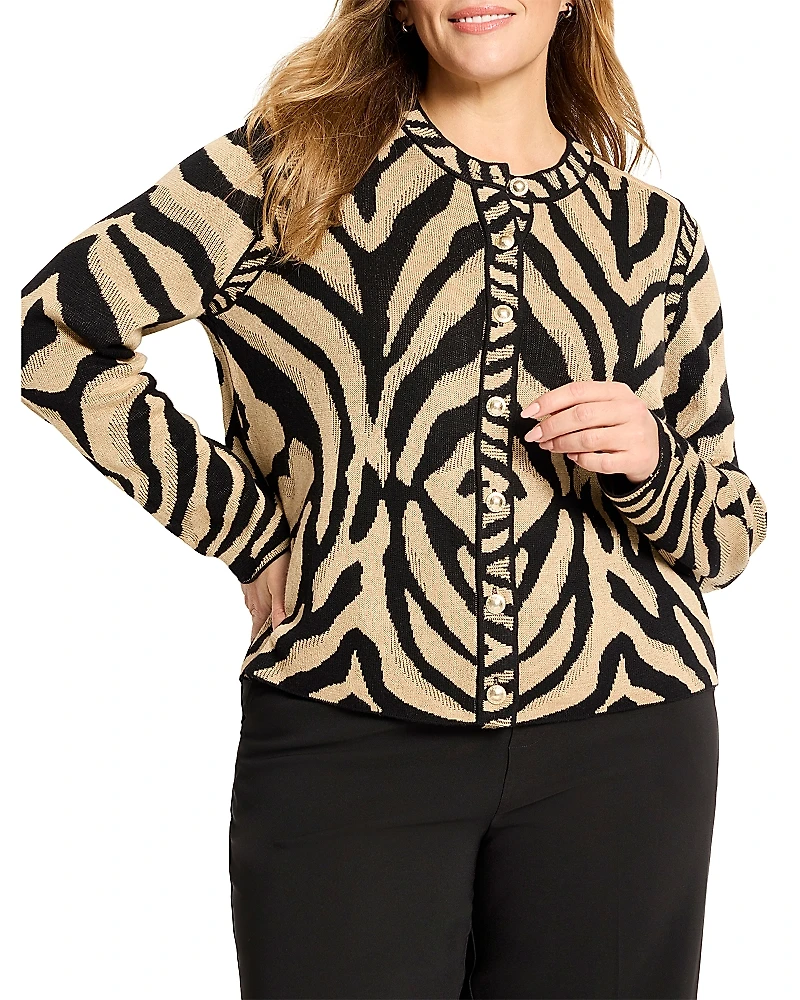 Nic+Zoe Plus Animal Jacquard Cardigan