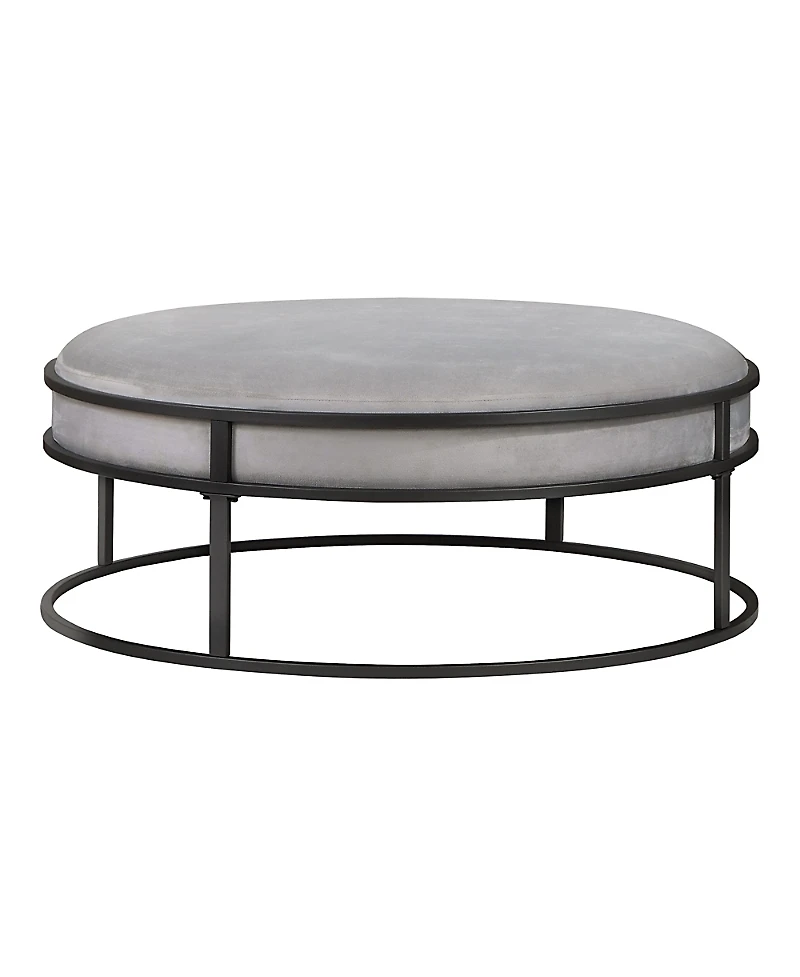 Furniture of America Wilsonne Steel Frame Upholstered Round Ottoman
