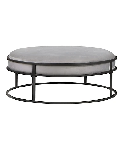 Furniture of America Wilsonne Steel Frame Upholstered Round Ottoman