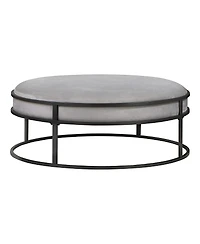 Furniture of America Wilsonne Steel Frame Upholstered Round Ottoman