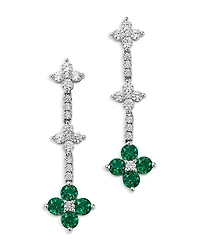Bloomingdale's Fine Collection Emerald & Diamond Clover Linear Earring
