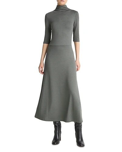 Vince Elbow Sleeve Turtleneck Dress