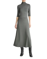 Vince Elbow Sleeve Turtleneck Dress