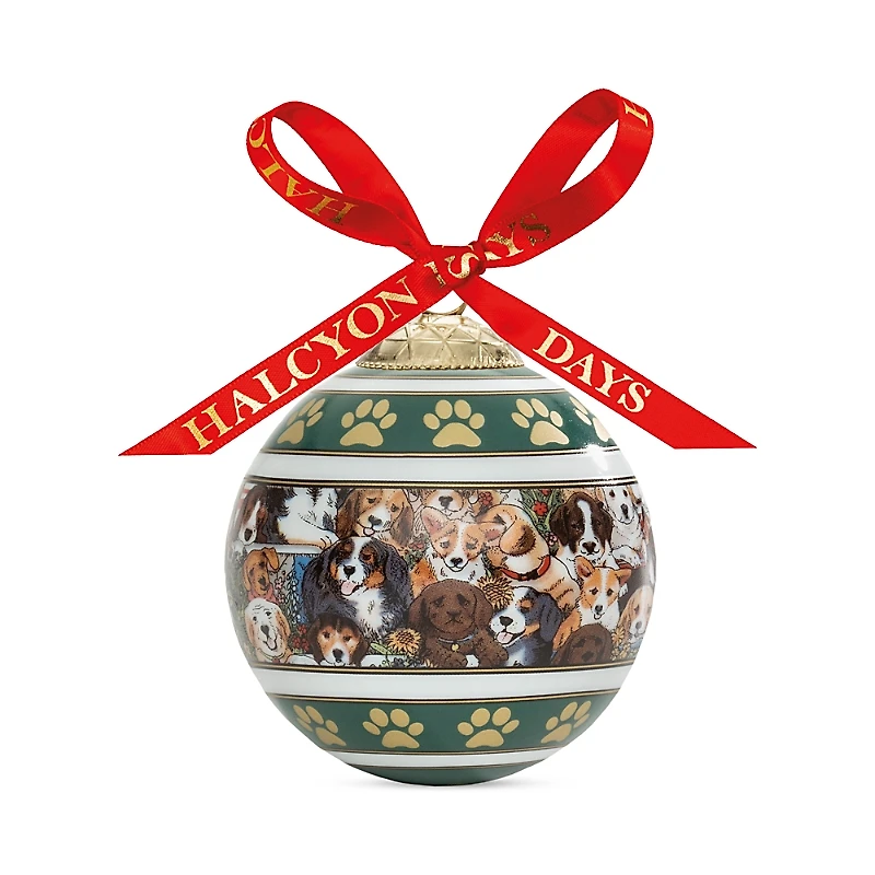 Halcyon Days Dogs Leave Paw Prints Bauble