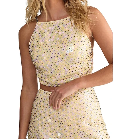 Nasty Gal Studded Sequin Beaded Strap Crop Top