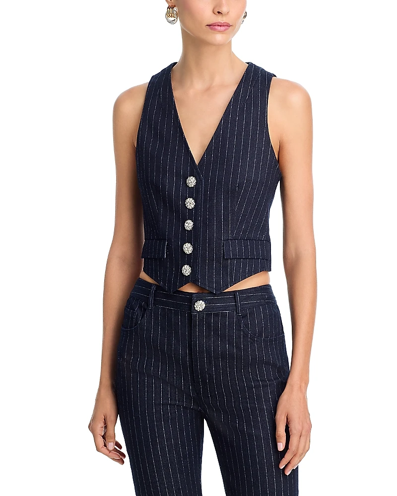 Cinq a Sept Anderson Metallic Pinstripe Vest