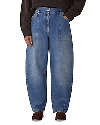 Whistles Petite Elasticated Waist Barrel Jeans