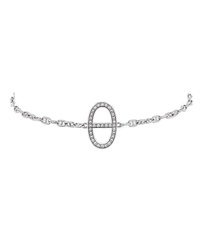Pre-Owned HERMES Chaine d'Ancre Contour Bracelet 18K White Gold with Diamonds