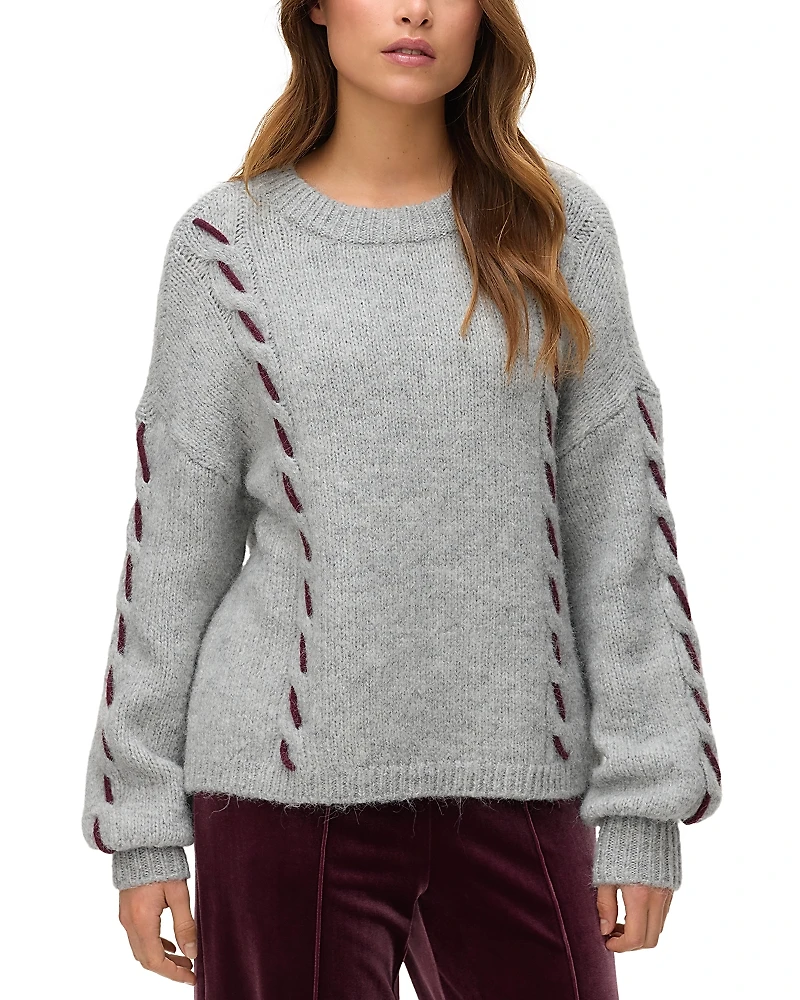 Vero Moda Vmilina Long Sleeve Handstitch Pullover Sweater