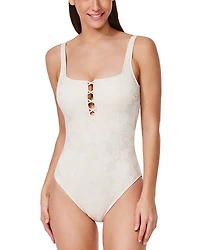Profile by Gottex Floral Square Neck One Piece Swimsuit