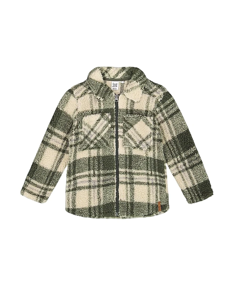 Deux par Deux Faux Fur Long Sleeve Zip Front Overshirt - Little Kid