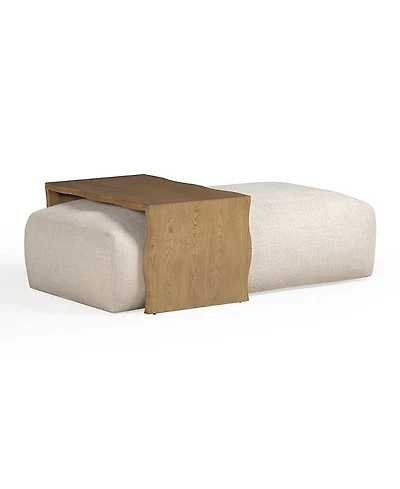 Tov Furniture Spencer Performance Basketweave Ottoman with Bridge Table