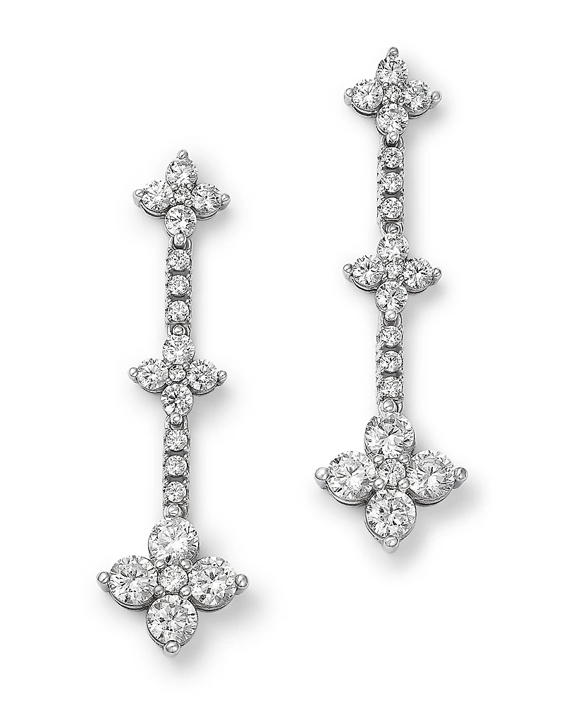 Bloomingdale's Fine Collection Diamond Clover Triple Drop Earrings