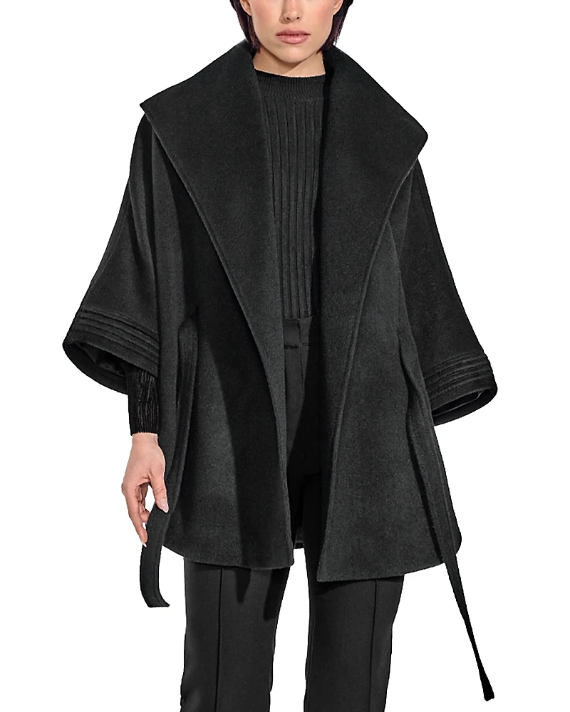 Sentaler Belted Shawl Collar Cape Coat