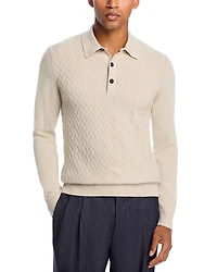 Maurizio Baldassari Parquet Stitch Long Sleeve Polo Sweater