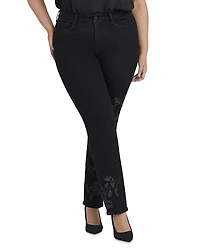 Nydj Plus Marilyn Embroidered High Rise Straight Jeans
