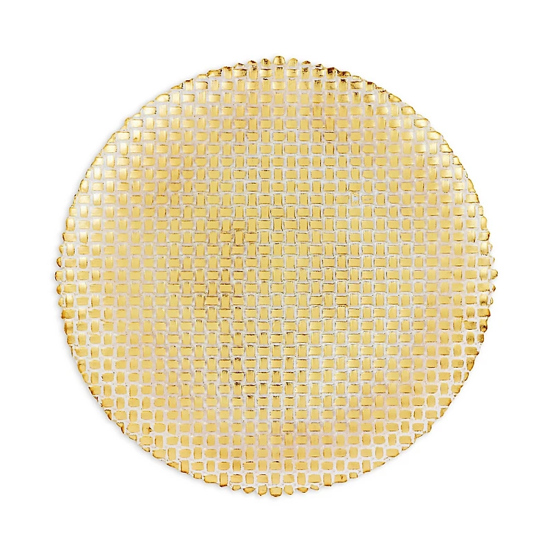 Vietri Rufolo Glass Gold Basketweave Large Round Platter
