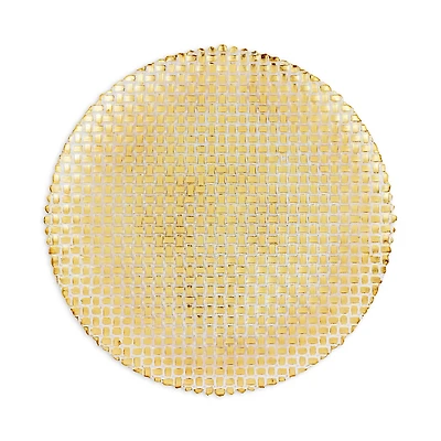 Vietri Rufolo Glass Gold Basketweave Large Round Platter