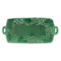 Vietri Lastra Holiday Green Figural Handled Rectangular Platter