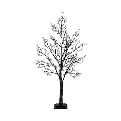 Nearly Natural 4' Pre-Lit Halloween Minimalist Twig Artificial Fall Tree with 160 Orange & Purple Led Lights