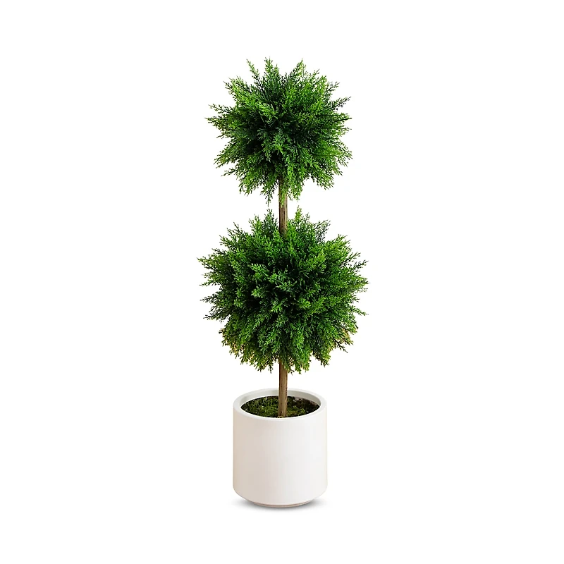 Nearly Natural 3.5' Uv Resistant Artificial Cedar Double Ball Topiary Tree