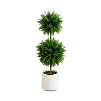 Nearly Natural 3.5' Uv Resistant Artificial Cedar Double Ball Topiary Tree