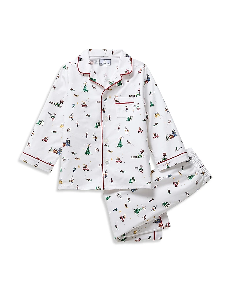 Petite Plume Unisex Holiday Town Twill Pajama Set - Baby, Little Kid, Big Kid