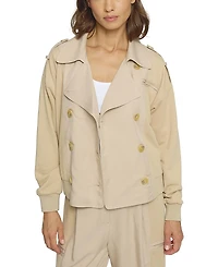 Central Park West Women's Mixed Media Trench Bomber