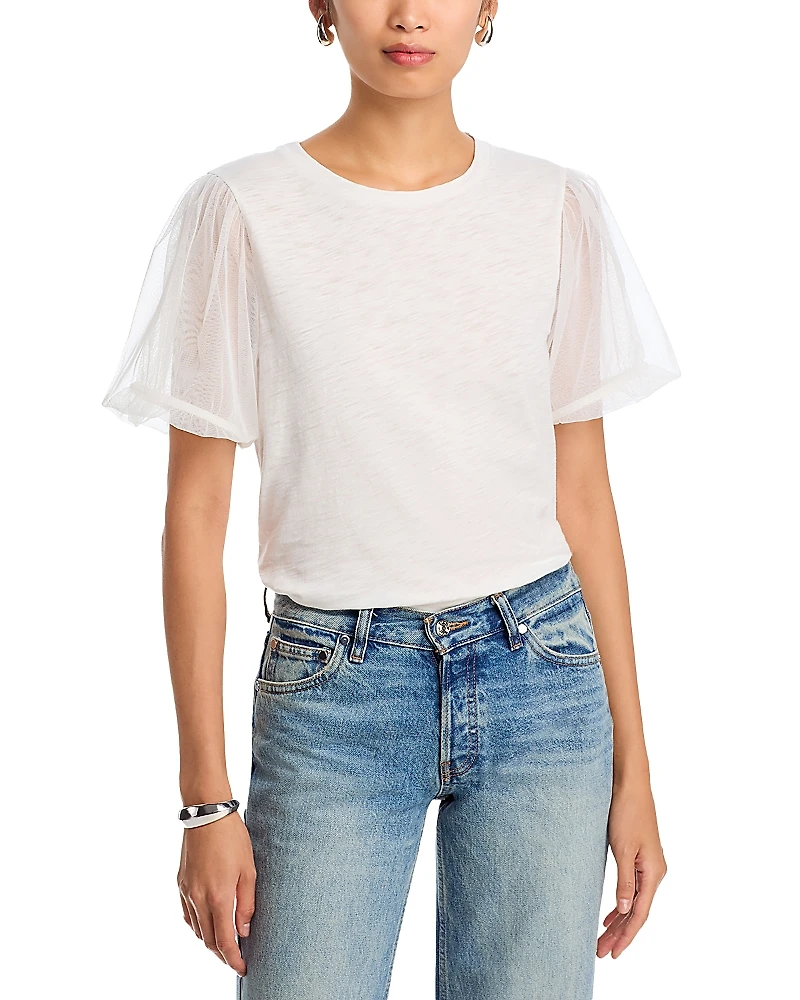 Velvet by Graham & Spencer Justine Mesh Sleeve Top
