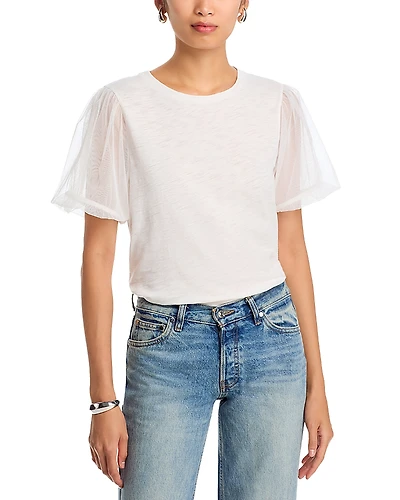 Velvet by Graham & Spencer Justine Mesh Sleeve Top
