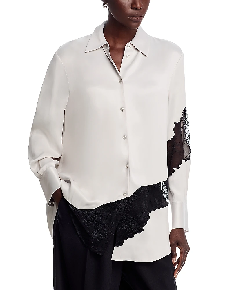 Boss Belacey Lace Detail Button Up Shirt